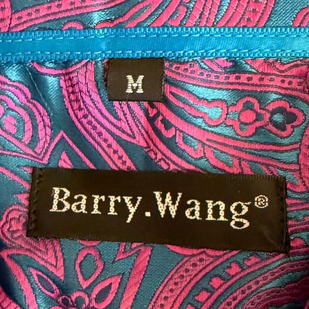 NWT Barry.Wang Silk Blend Blue Pink Paisley Long Sleeve‎ Button Down Size M - Picture 6 of 7